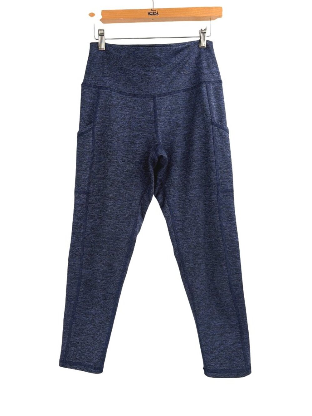 Aerie Chill Play Move Side Pockets High Waist Blue Leggings Womens Large Short